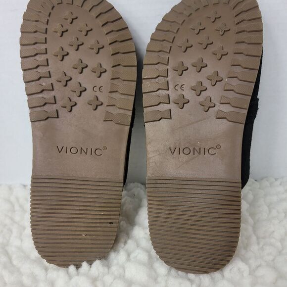 Vionic Georgie Women's Size 7.5 Slip On Mule Shoes Black Suede Accent Chain - Picture 10 of 10